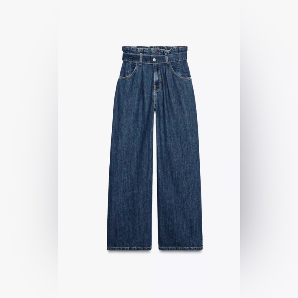 ZARA TRF HIGH-WAISTED PAPERBAG BELT JEANS
Color : DARK INDIGO * Size : 36(US 4)